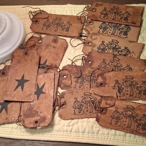 Rustic Brown Snowman and Star Tags   ** 16 **